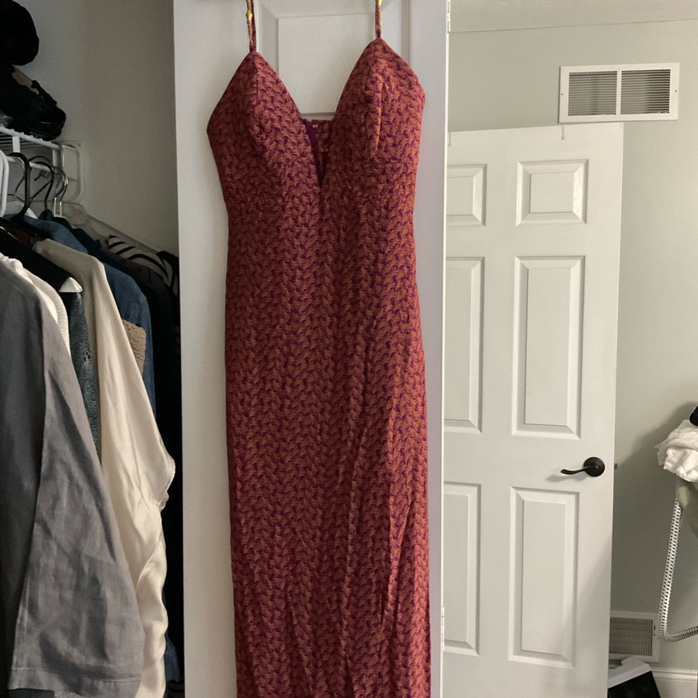 Red Sleeveless Spaghetti Strap Slip Swim Coverup